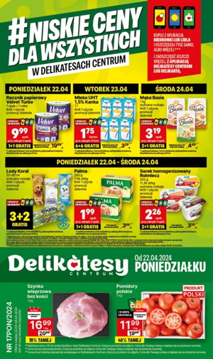 Gazetka promocyjna Delikatesów Centrum od poniedziałku